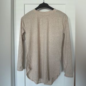 First Love beige long sleeve ribbed maternity top, size small